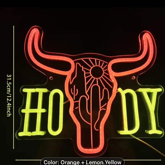 TEXAS LONGHORN HOWDY NEON LED SIGN - Picture 2 of 5